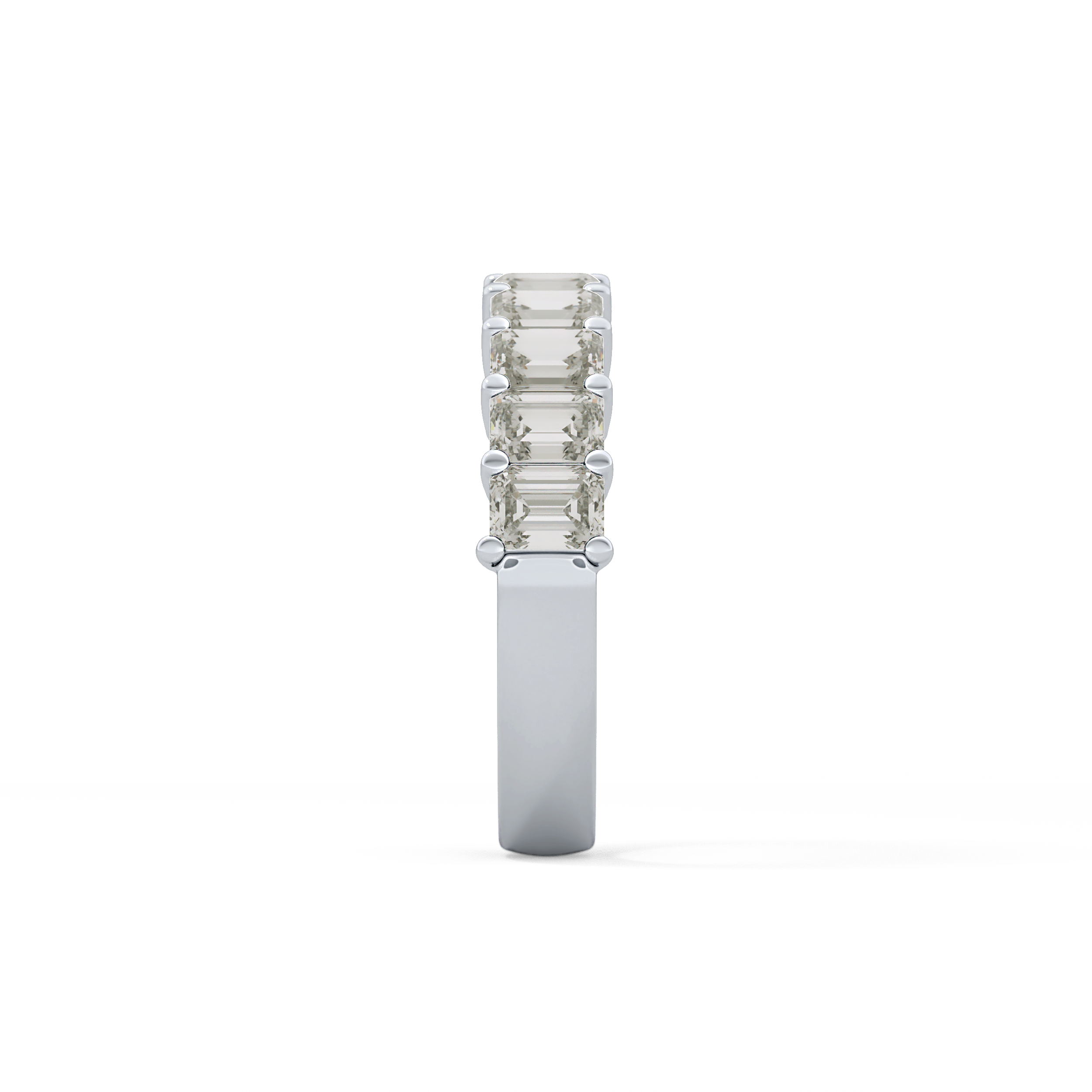 Half Eternity Wedding Band with 2.26 TCW Emerald Cut Moissanite – Yellow, White, or Rose Gold