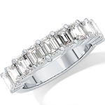 Half Eternity Wedding Band with 2.26 TCW Emerald Cut Moissanite – Yellow, White, or Rose Gold
