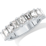 Half Eternity Wedding Band with 2.26 TCW Emerald Cut Moissanite – Yellow, White, or Rose Gold