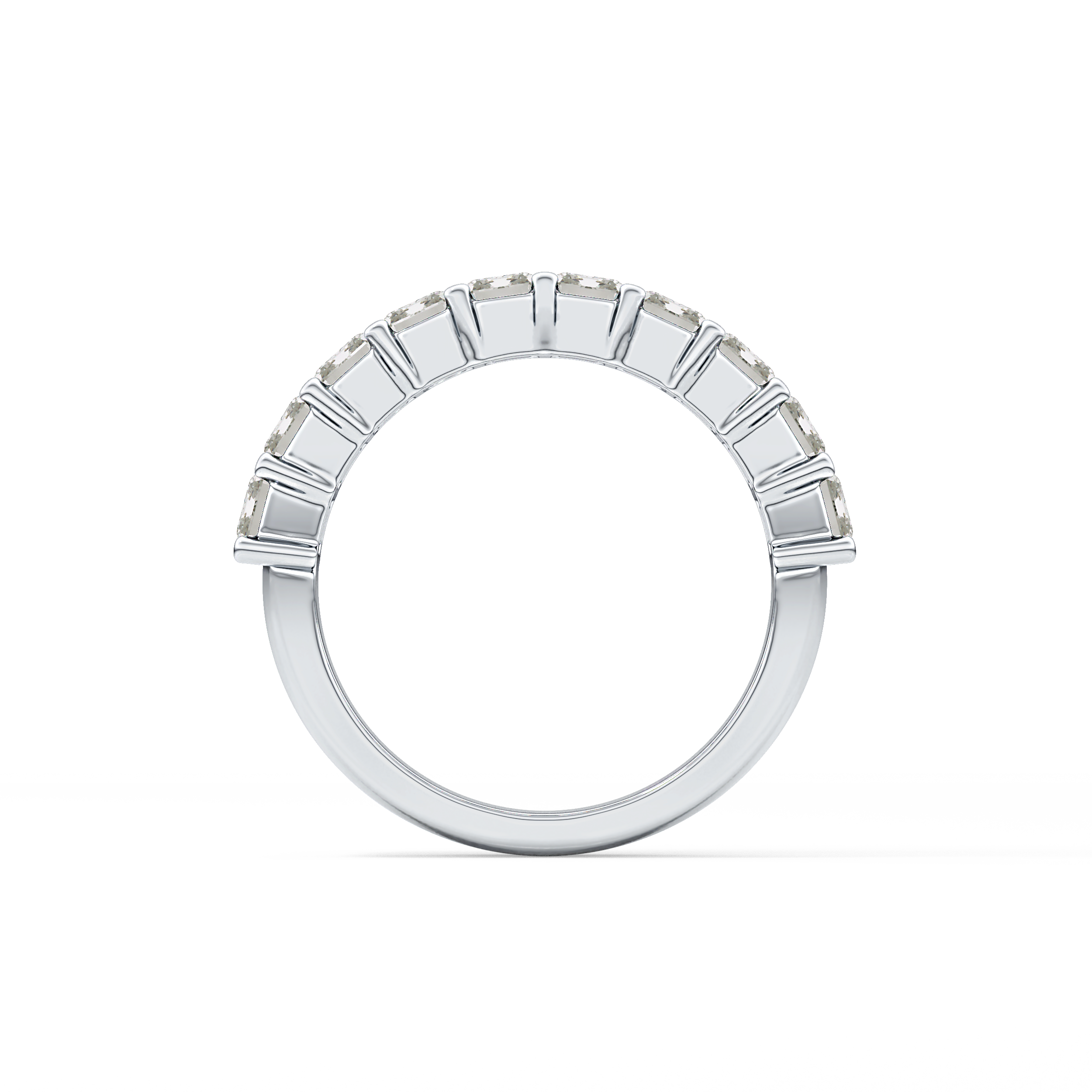 Half Eternity Wedding Band with 2.26 TCW Emerald Cut Moissanite – Yellow, White, or Rose Gold