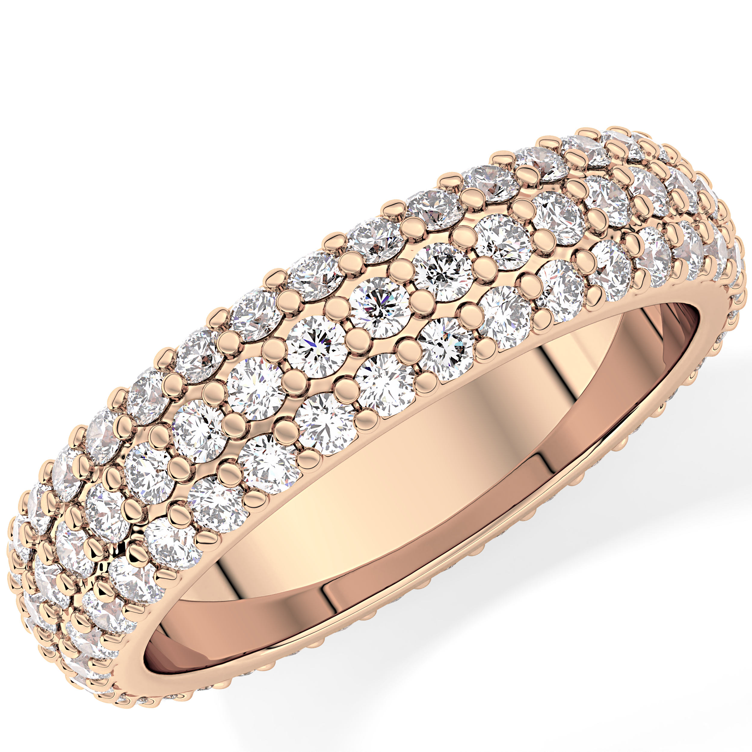 Full Eternity Wedding Band with 1.36 TCW Round Cut Moissanite – Yellow, White, or Rose Gold