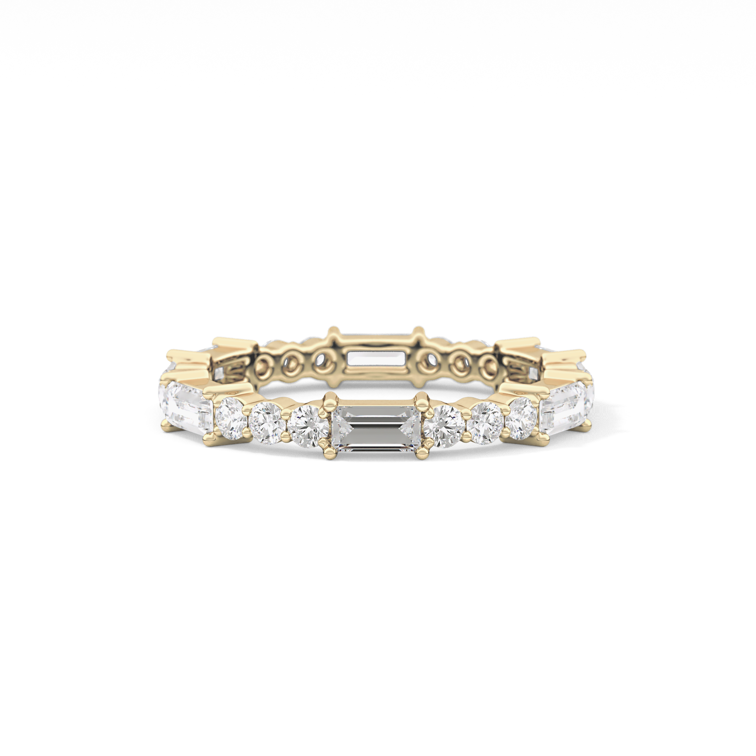 Full Eternity Wedding Band with 1.23 TCW Round & Baguette Cut Moissanite – Yellow, White, or Rose Gold