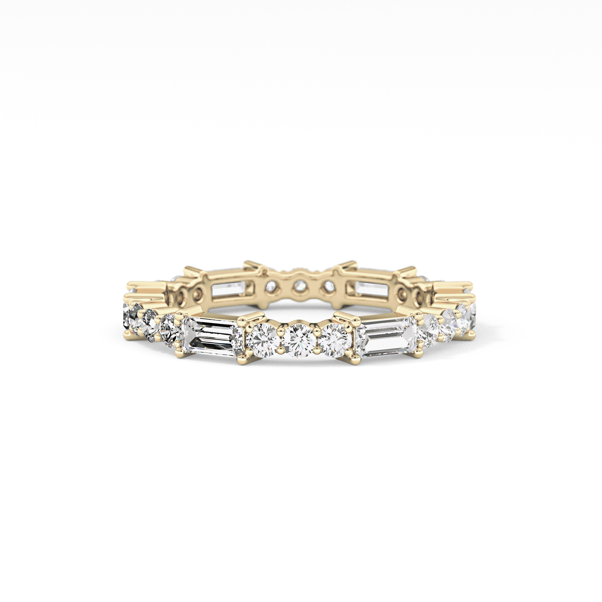 Full Eternity Wedding Band with 1.23 TCW Round & Baguette Cut Moissanite – Yellow, White, or Rose Gold