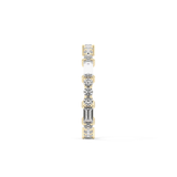 Full Eternity Wedding Band with 1.23 TCW Round & Baguette Cut Moissanite – Yellow, White, or Rose Gold
