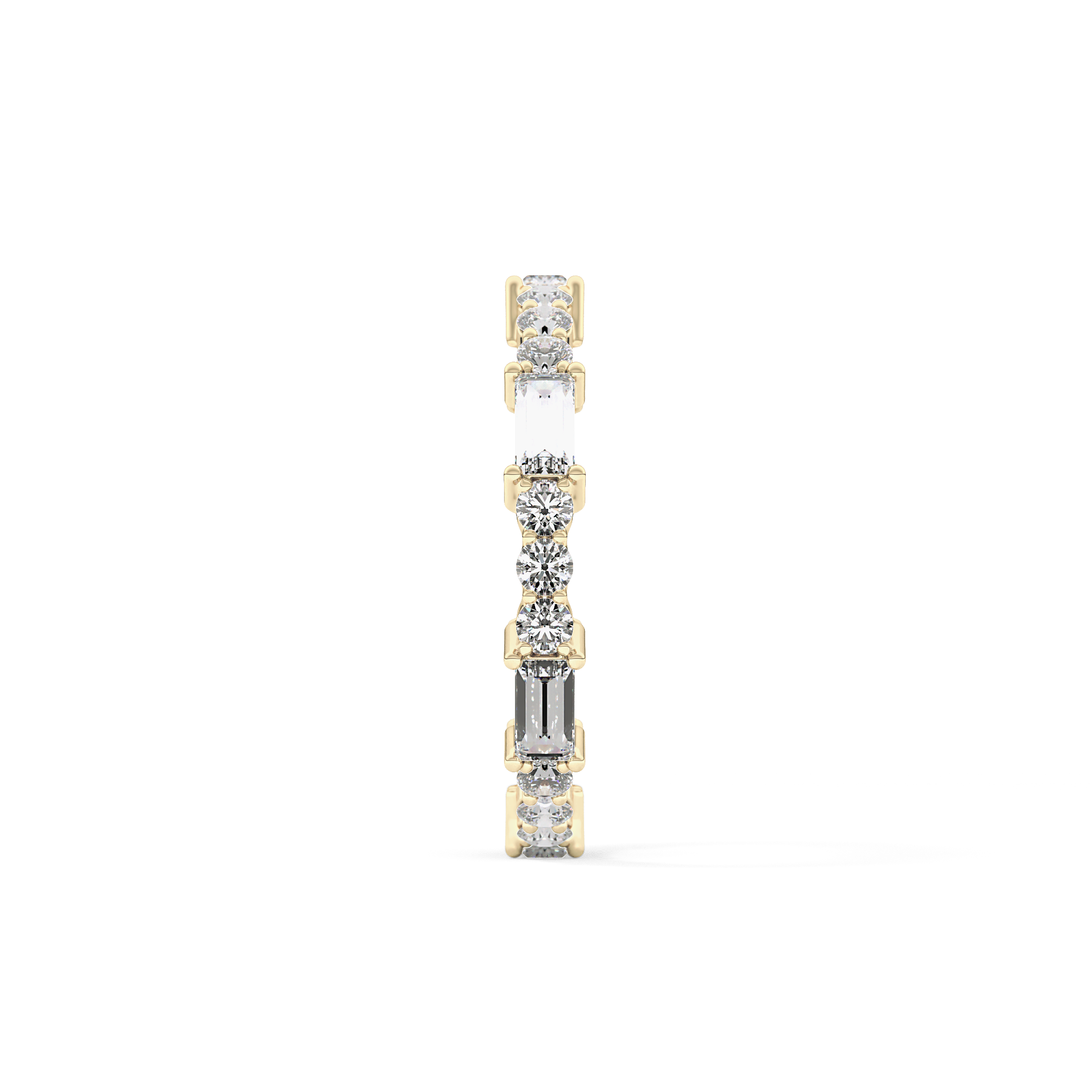 Full Eternity Wedding Band with 1.23 TCW Round & Baguette Cut Moissanite – Yellow, White, or Rose Gold