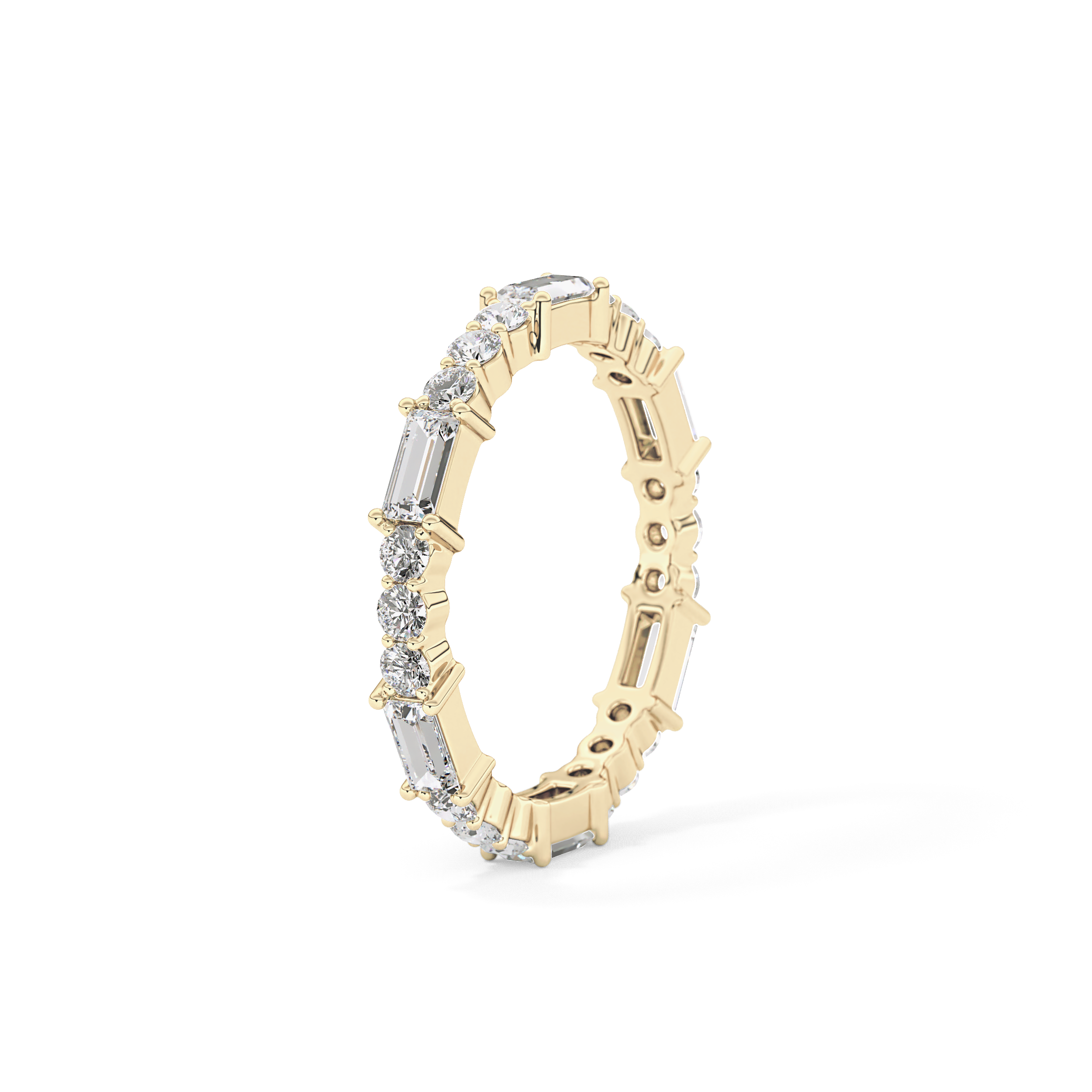 Full Eternity Wedding Band with 1.23 TCW Round & Baguette Cut Moissanite – Yellow, White, or Rose Gold