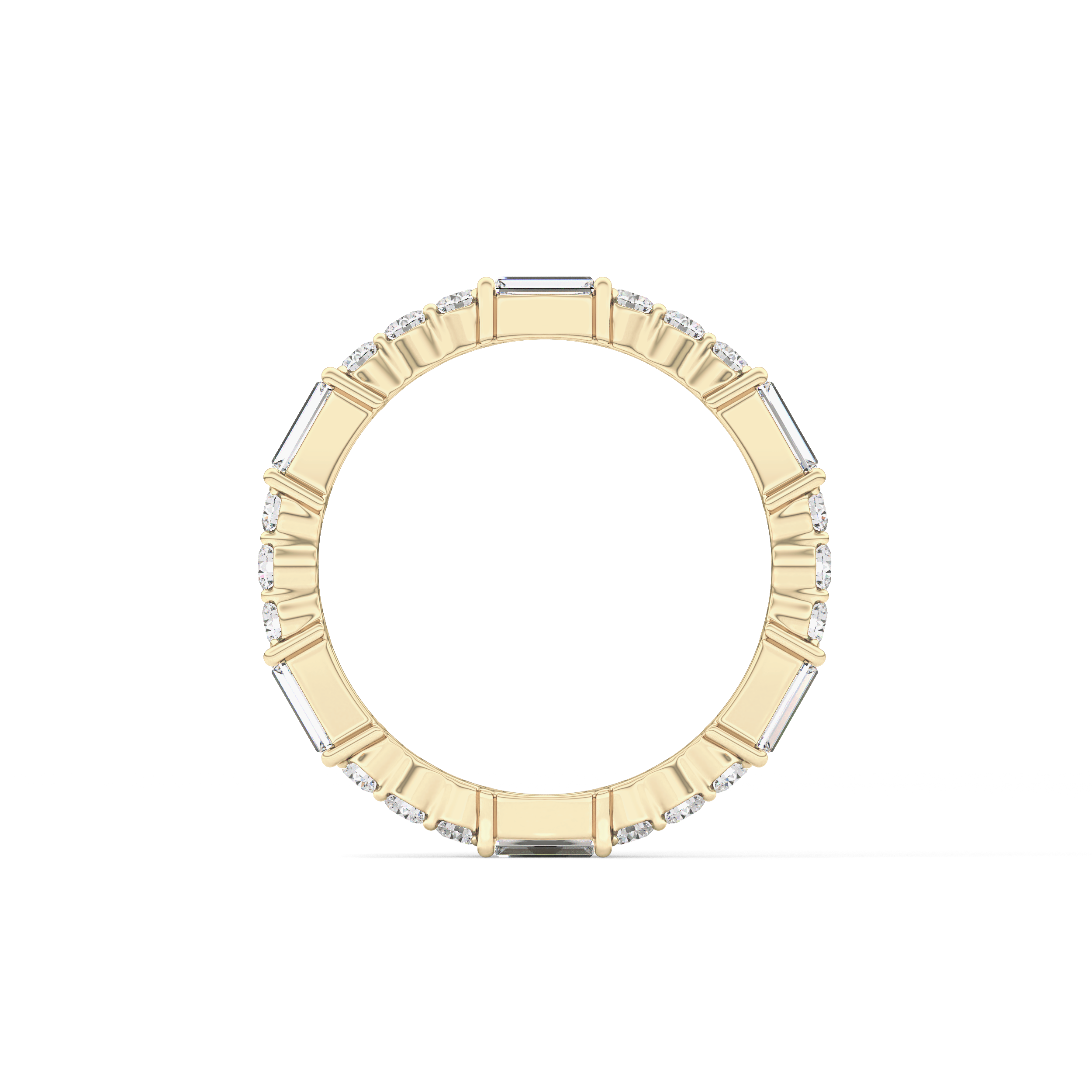 Full Eternity Wedding Band with 1.23 TCW Round & Baguette Cut Moissanite – Yellow, White, or Rose Gold