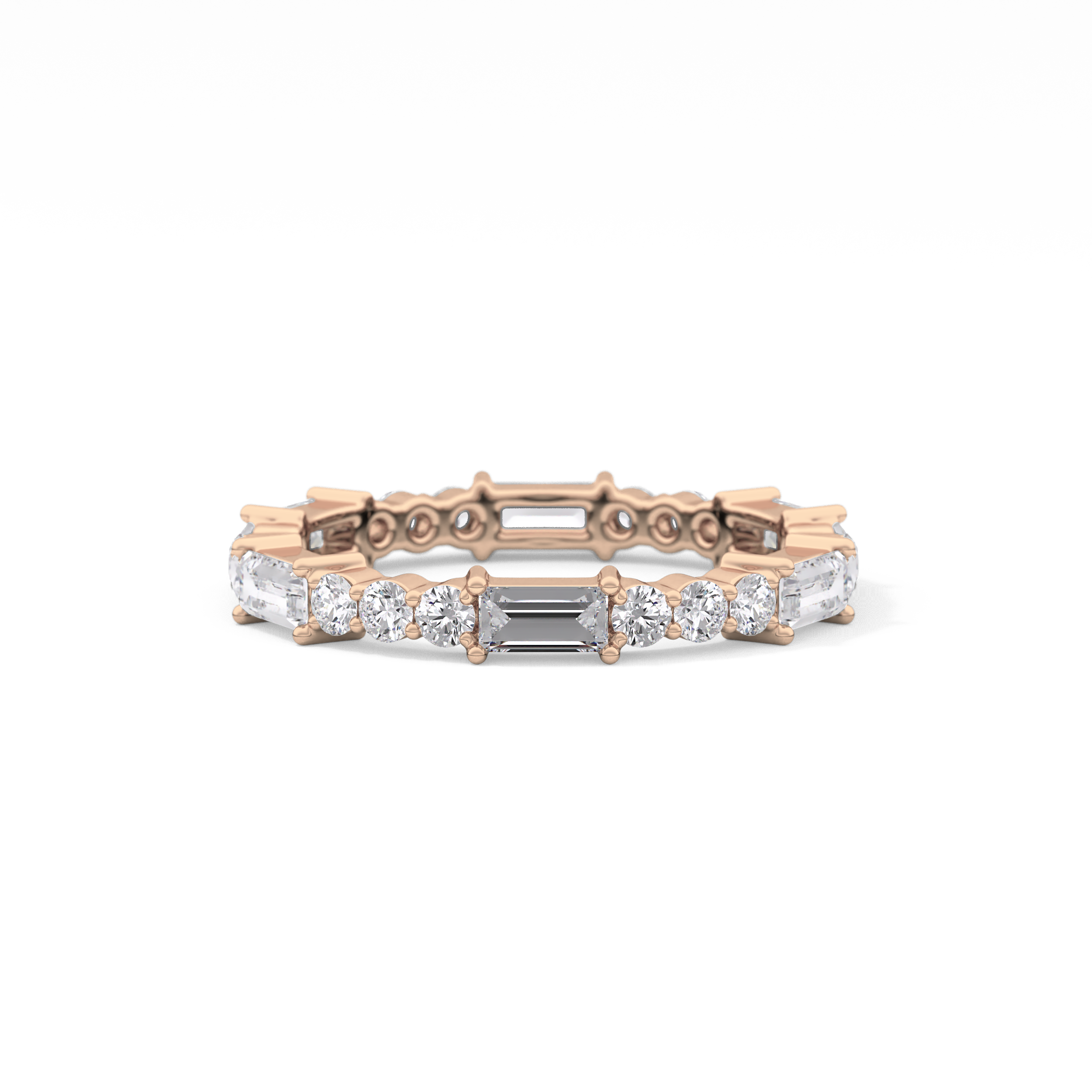 Full Eternity Wedding Band with 1.23 TCW Round & Baguette Cut Moissanite – Yellow, White, or Rose Gold