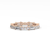 Full Eternity Wedding Band with 1.23 TCW Round & Baguette Cut Moissanite – Yellow, White, or Rose Gold