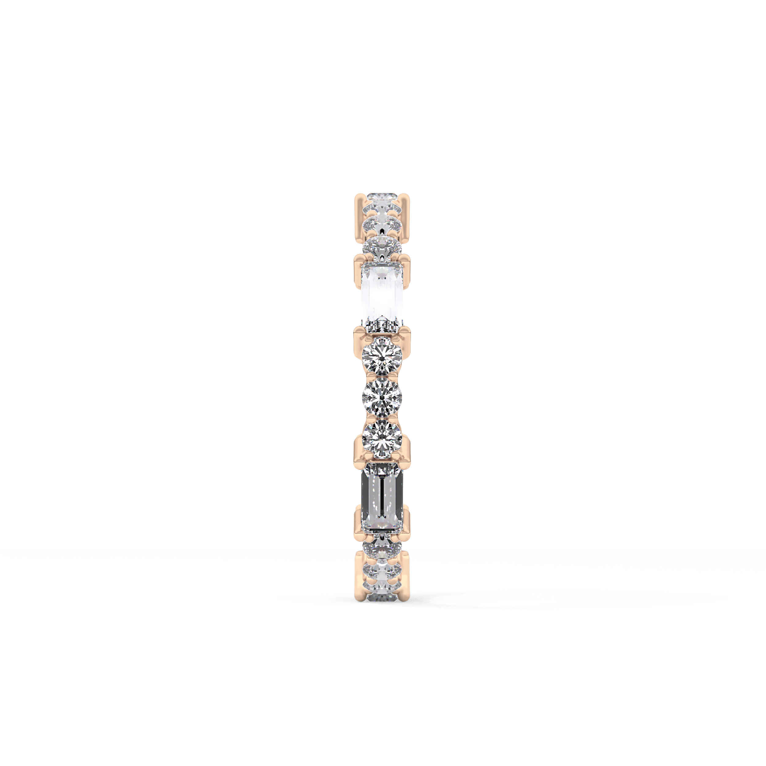 Full Eternity Wedding Band with 1.23 TCW Round & Baguette Cut Moissanite – Yellow, White, or Rose Gold