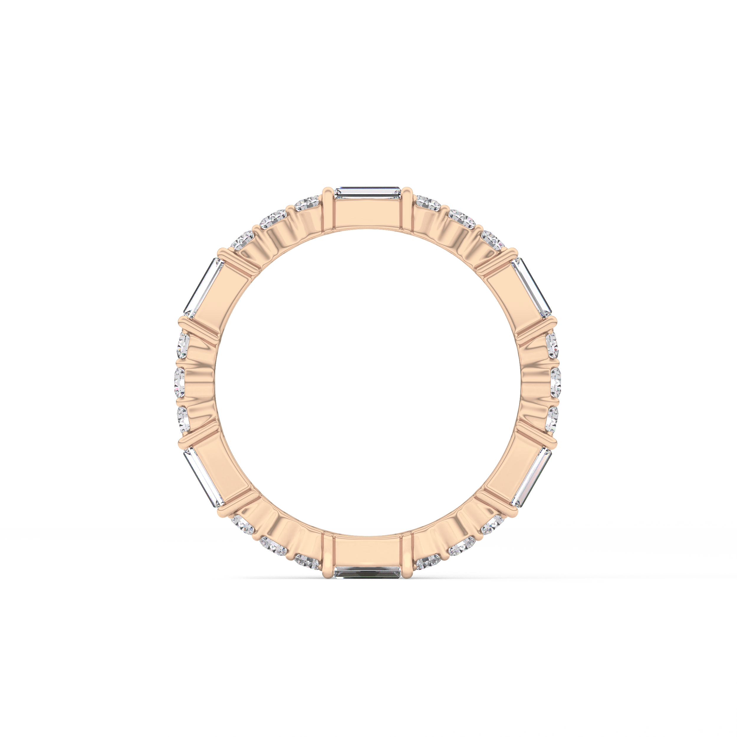 Full Eternity Wedding Band with 1.23 TCW Round & Baguette Cut Moissanite – Yellow, White, or Rose Gold