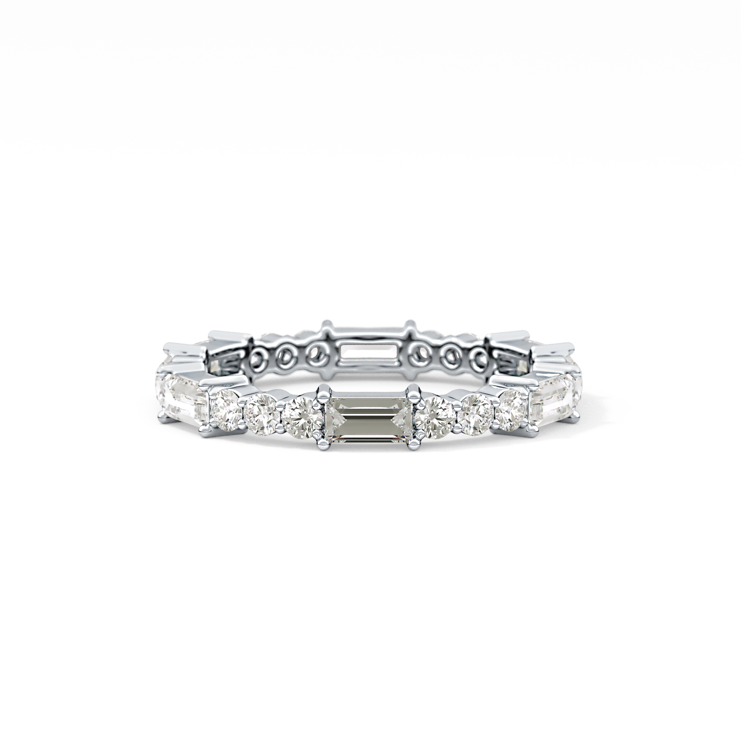 Full Eternity Wedding Band with 1.23 TCW Round & Baguette Cut Moissanite – Yellow, White, or Rose Gold
