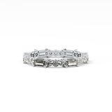 Full Eternity Wedding Band with 1.23 TCW Round & Baguette Cut Moissanite – Yellow, White, or Rose Gold
