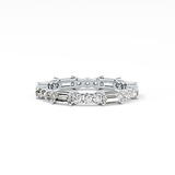 Full Eternity Wedding Band with 1.23 TCW Round & Baguette Cut Moissanite – Yellow, White, or Rose Gold