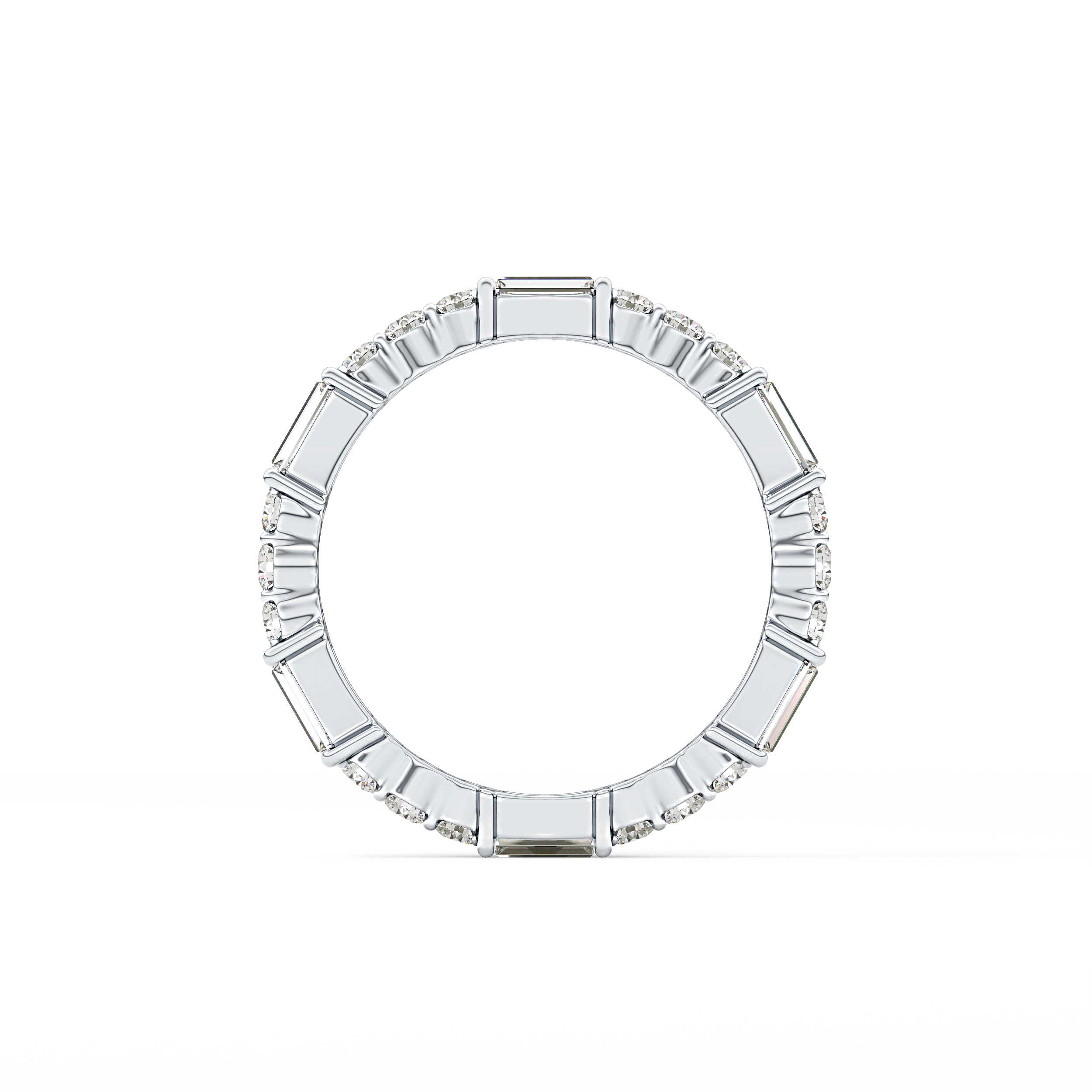 Full Eternity Wedding Band with 1.23 TCW Round & Baguette Cut Moissanite – Yellow, White, or Rose Gold