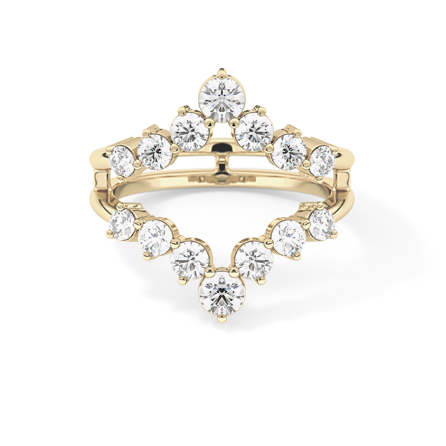 V Shaped Wedding Band with 1.29 TCW Round Cut Moissanite – Yellow, White, or Rose Gold