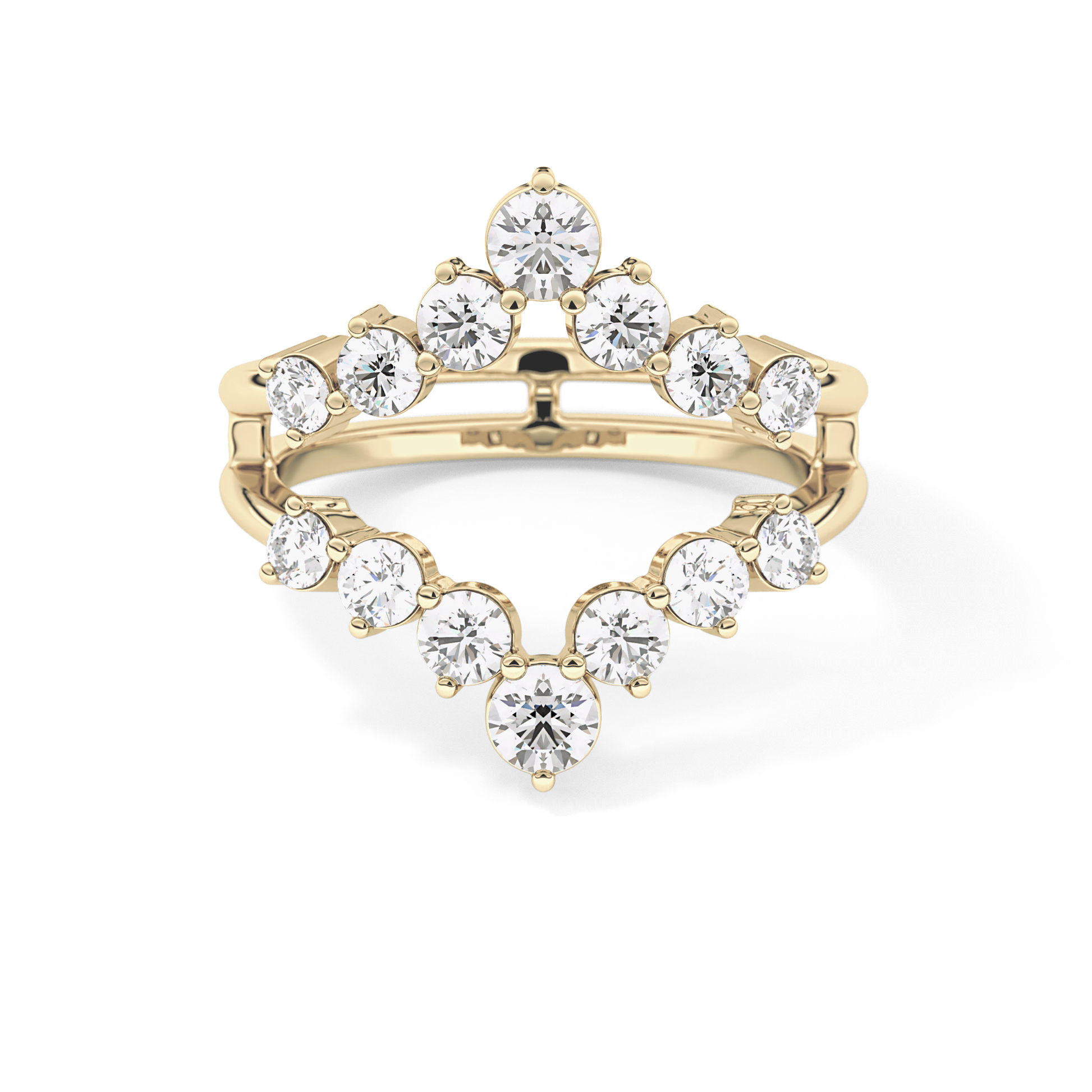V Shaped Wedding Band with 1.29 TCW Round Cut Moissanite – Yellow, White, or Rose Gold
