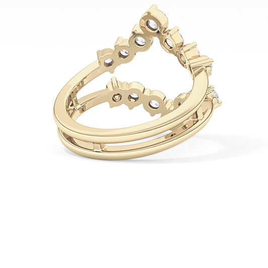 V Shaped Wedding Band with 1.29 TCW Round Cut Moissanite – Yellow, White, or Rose Gold