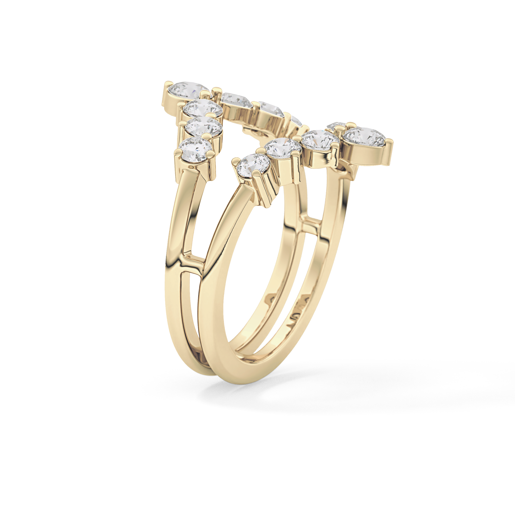 V Shaped Wedding Band with 1.29 TCW Round Cut Moissanite – Yellow, White, or Rose Gold