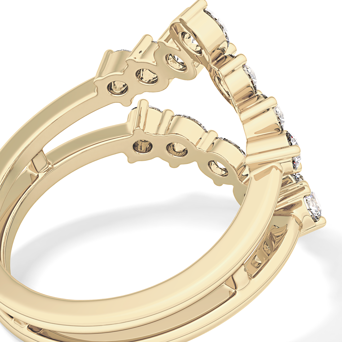 V Shaped Wedding Band with 1.29 TCW Round Cut Moissanite – Yellow, White, or Rose Gold