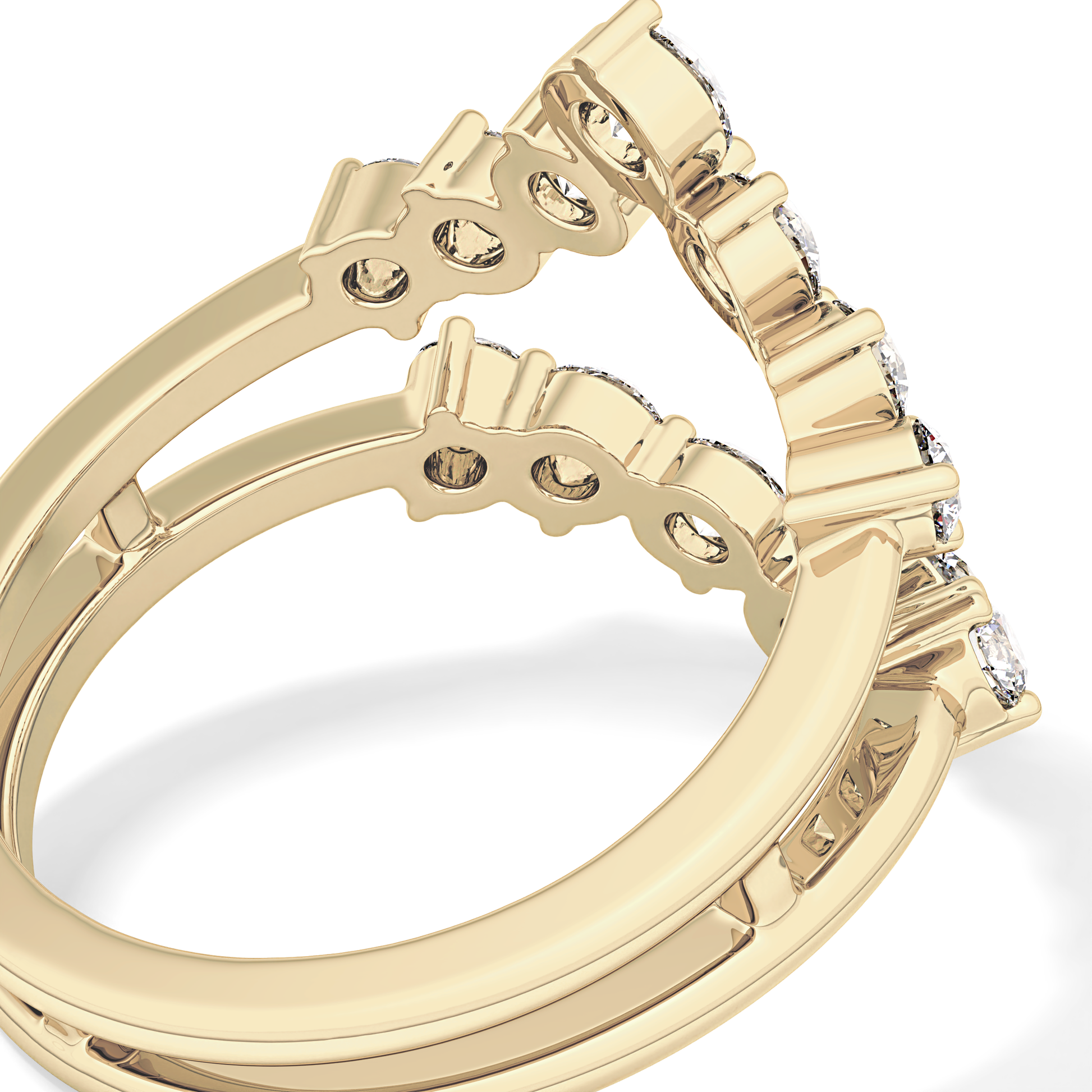 V Shaped Wedding Band with 1.29 TCW Round Cut Moissanite – Yellow, White, or Rose Gold