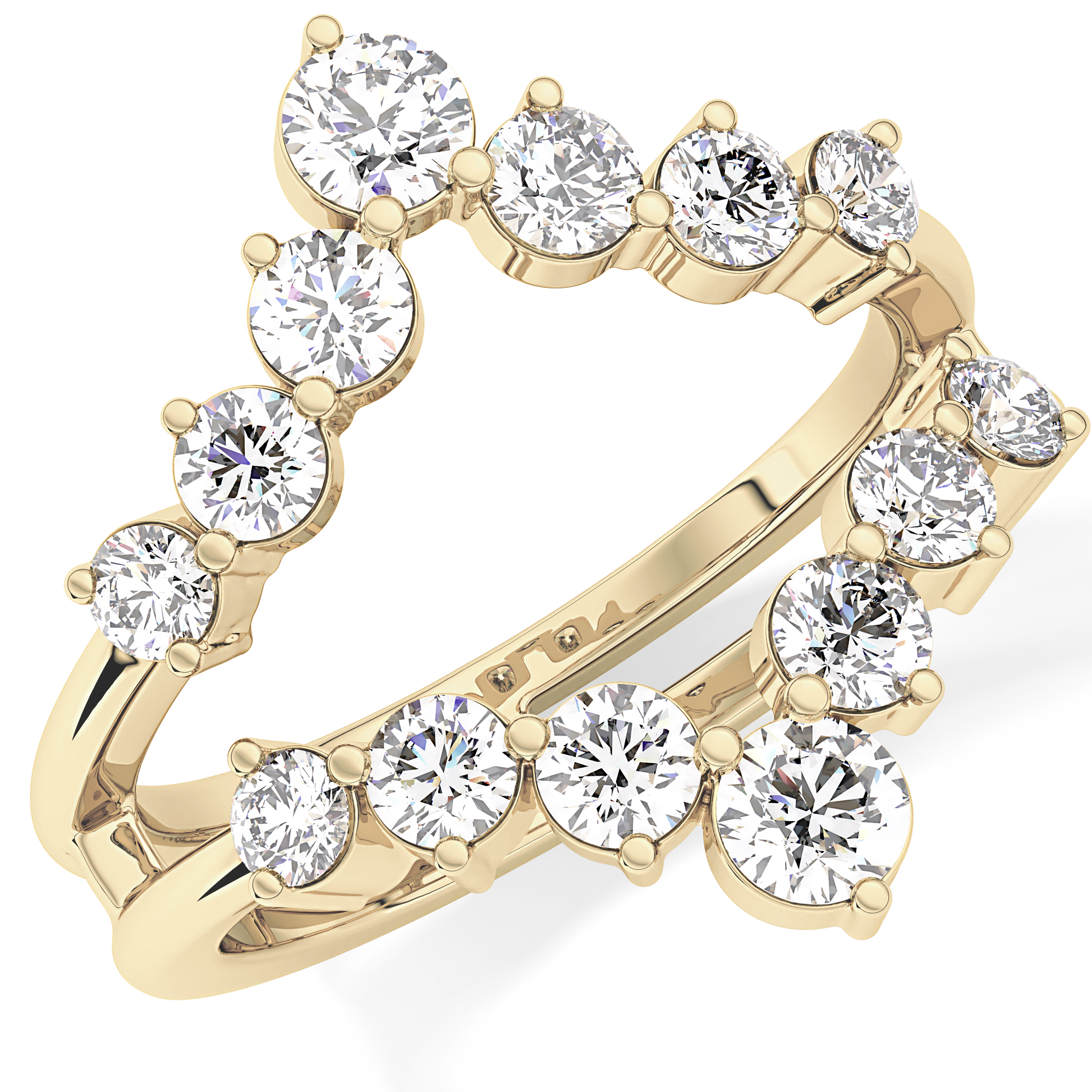 V Shaped Wedding Band with 1.29 TCW Round Cut Moissanite – Yellow, White, or Rose Gold
