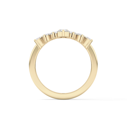 V Shaped Wedding Band with 1.29 TCW Round Cut Moissanite – Yellow, White, or Rose Gold