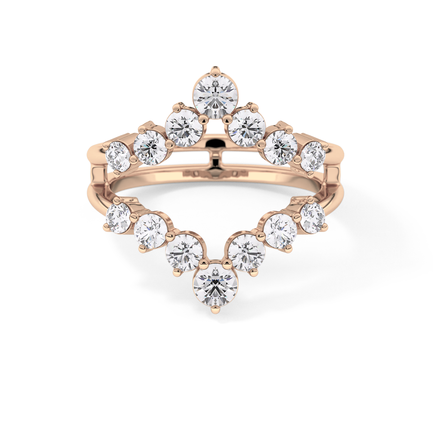 V Shaped Wedding Band with 1.29 TCW Round Cut Moissanite – Yellow, White, or Rose Gold