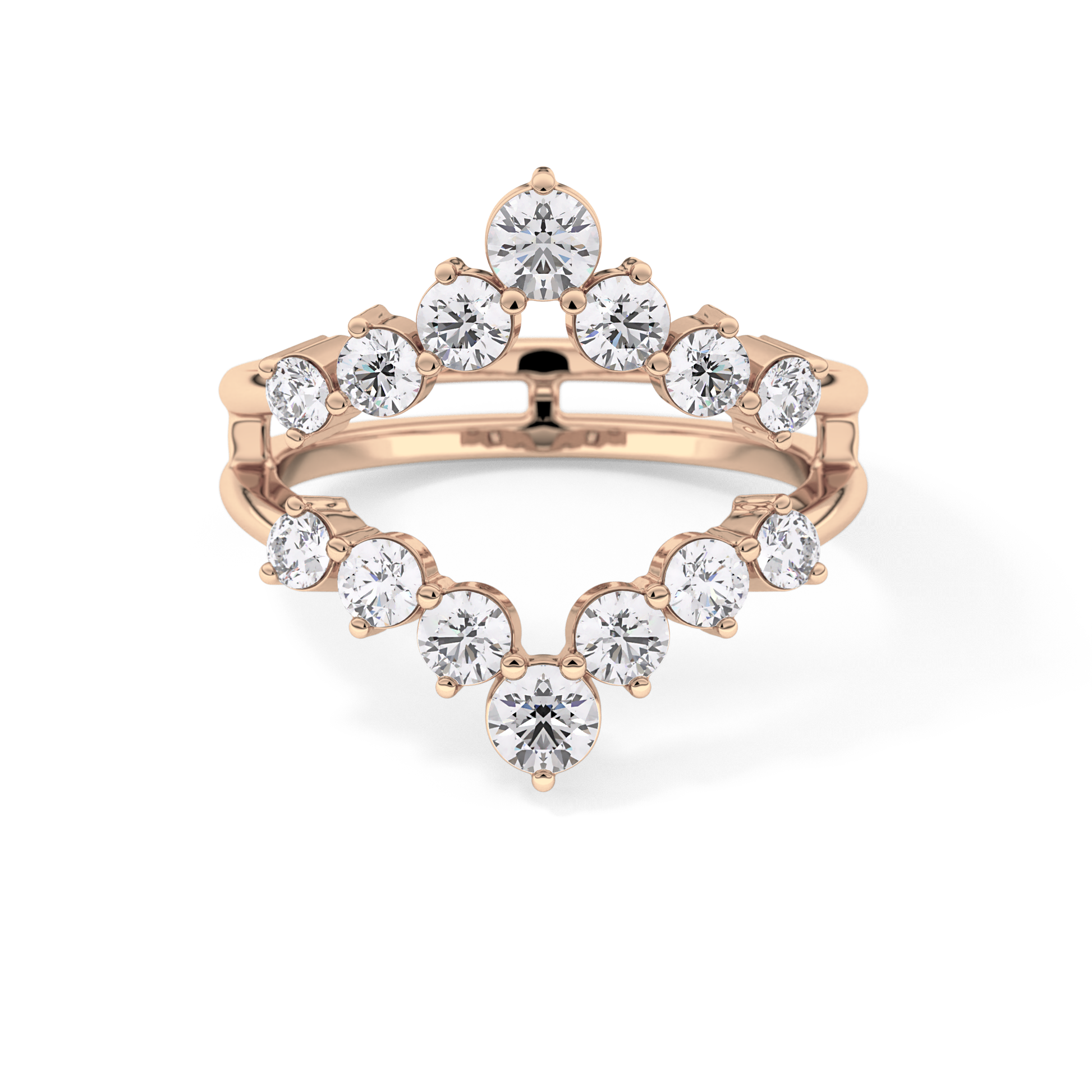 V Shaped Wedding Band with 1.29 TCW Round Cut Moissanite – Yellow, White, or Rose Gold