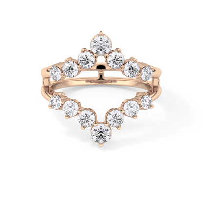 V Shaped Wedding Band with 1.29 TCW Round Cut Moissanite – Yellow, White, or Rose Gold