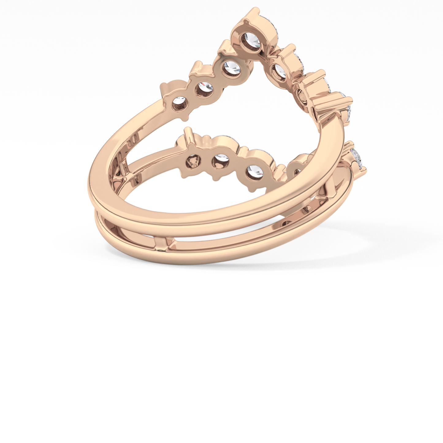 V Shaped Wedding Band with 1.29 TCW Round Cut Moissanite – Yellow, White, or Rose Gold