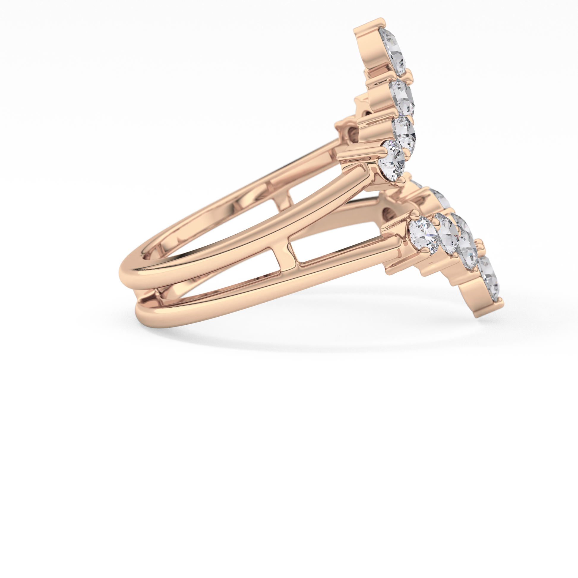 V Shaped Wedding Band with 1.29 TCW Round Cut Moissanite – Yellow, White, or Rose Gold