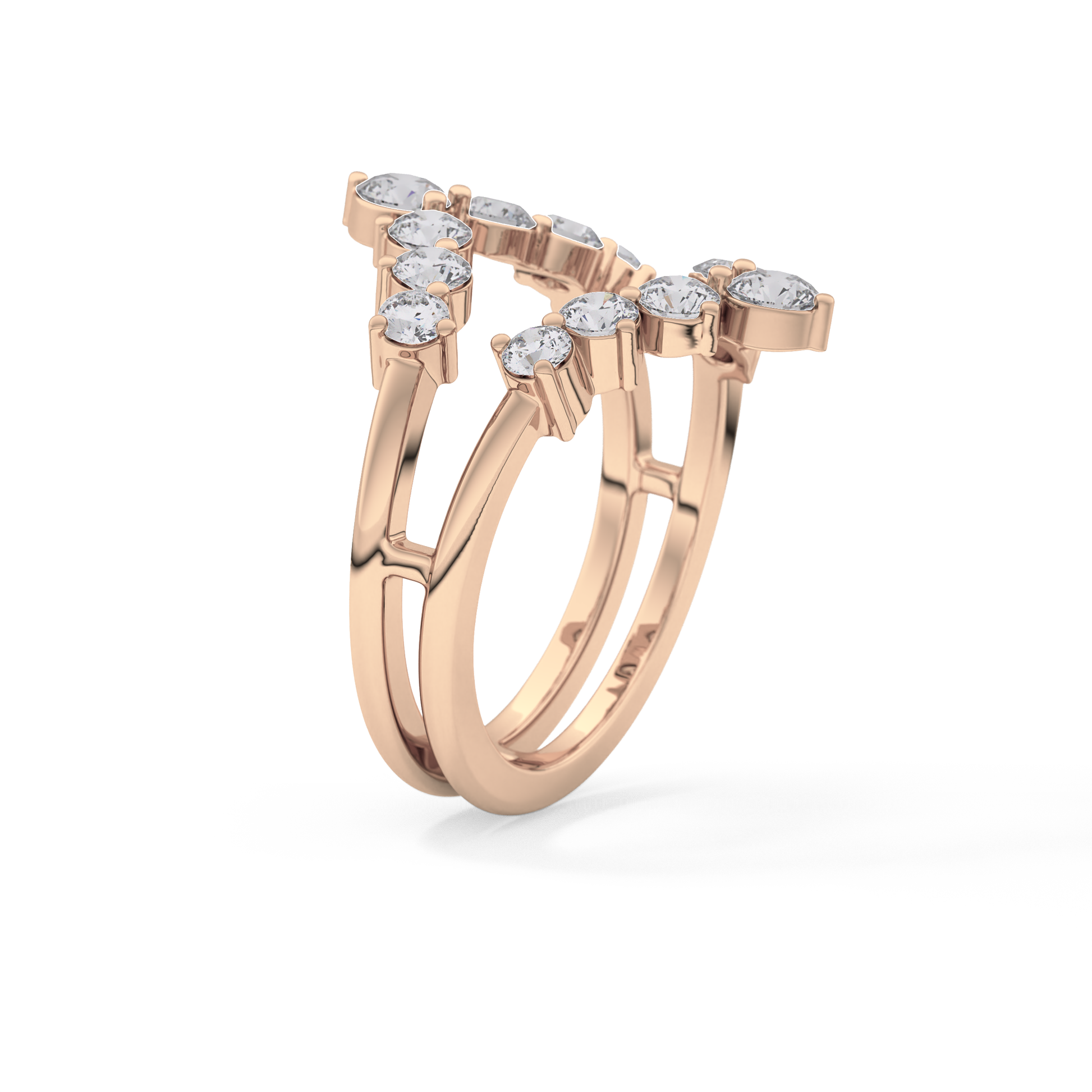 V Shaped Wedding Band with 1.29 TCW Round Cut Moissanite – Yellow, White, or Rose Gold