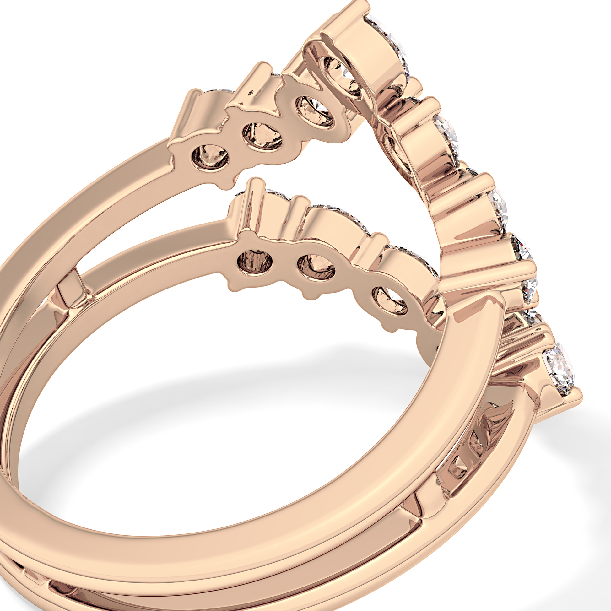 V Shaped Wedding Band with 1.29 TCW Round Cut Moissanite – Yellow, White, or Rose Gold
