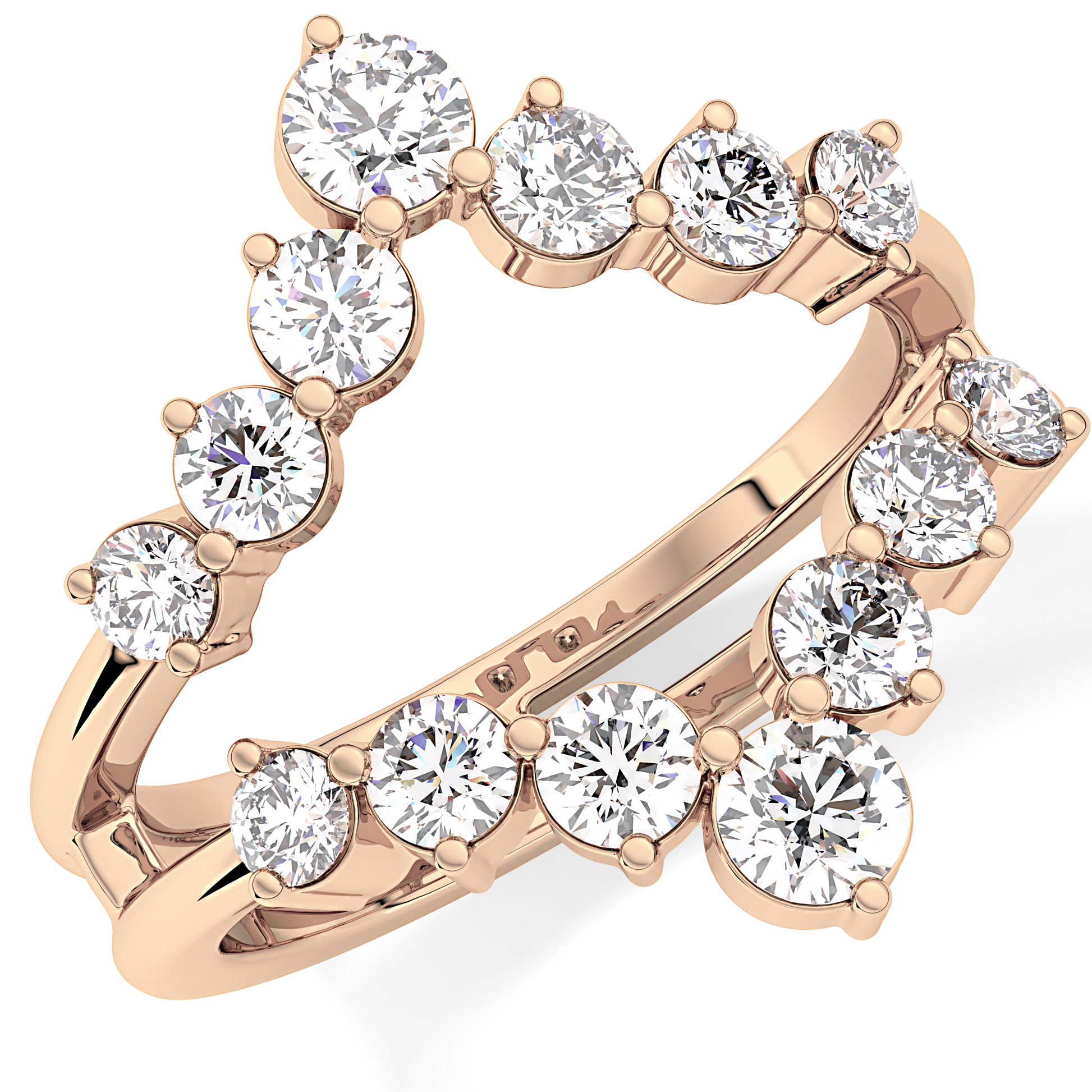 V Shaped Wedding Band with 1.29 TCW Round Cut Moissanite – Yellow, White, or Rose Gold