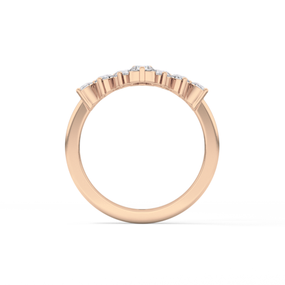 V Shaped Wedding Band with 1.29 TCW Round Cut Moissanite – Yellow, White, or Rose Gold