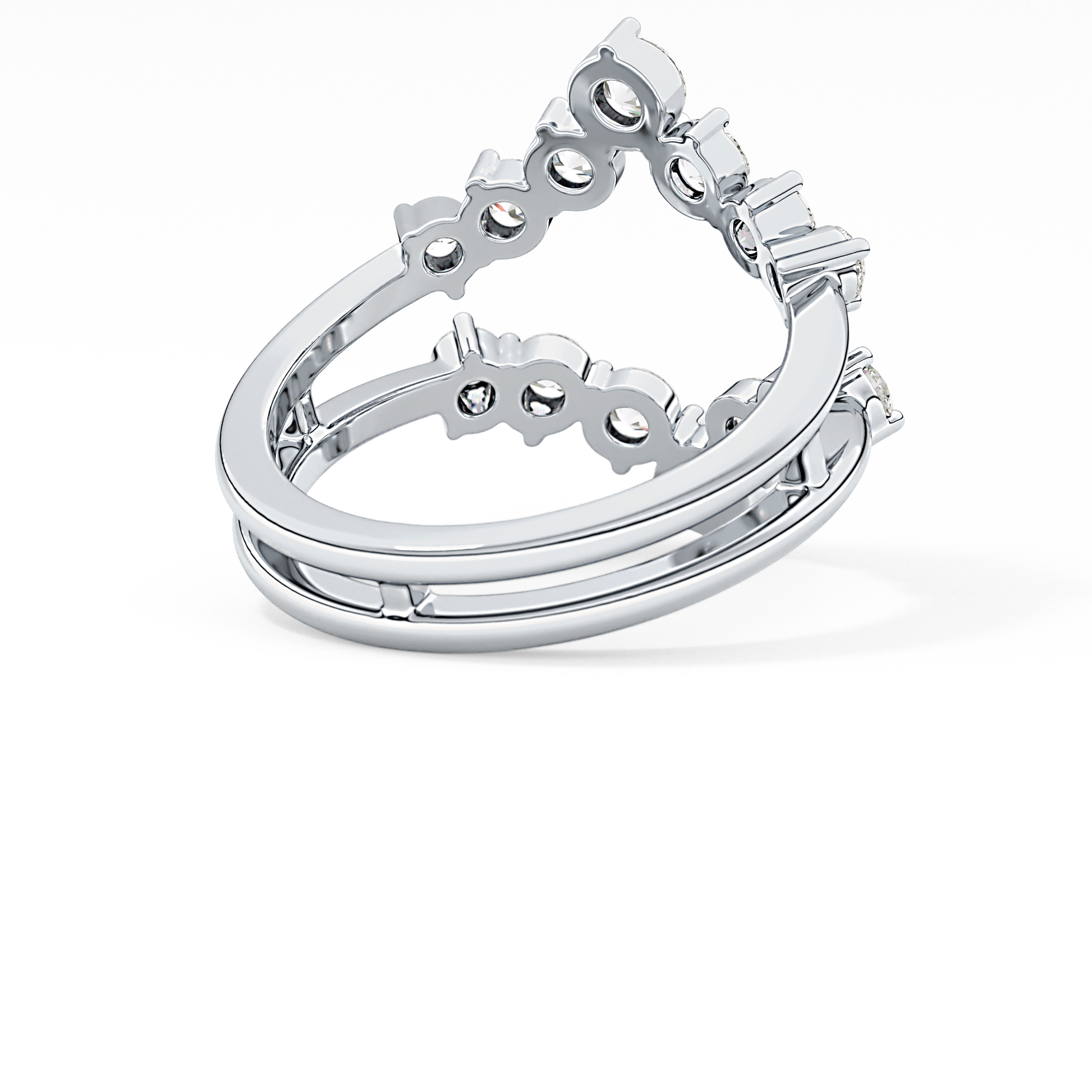 V Shaped Wedding Band with 1.29 TCW Round Cut Moissanite – Yellow, White, or Rose Gold