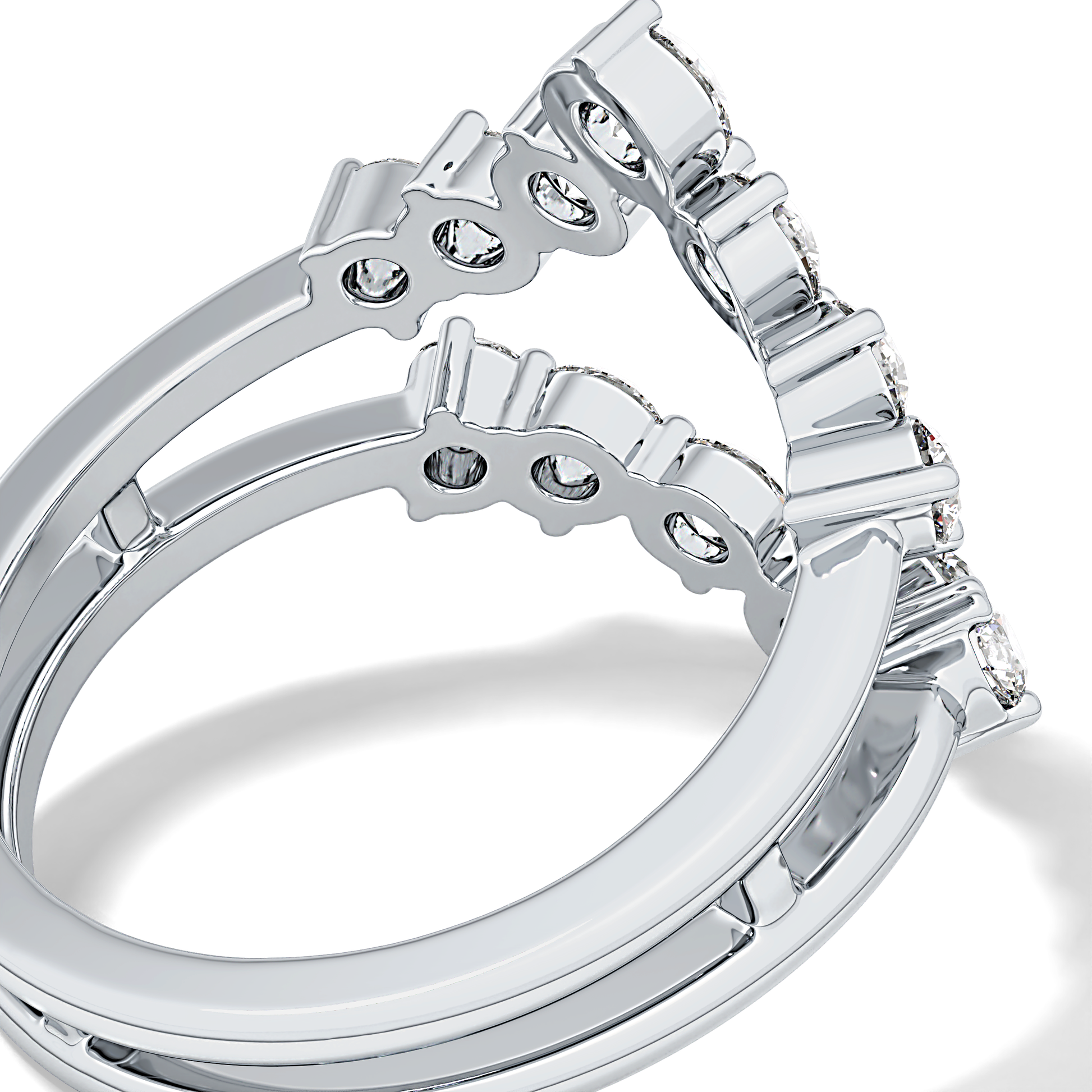 V Shaped Wedding Band with 1.29 TCW Round Cut Moissanite – Yellow, White, or Rose Gold