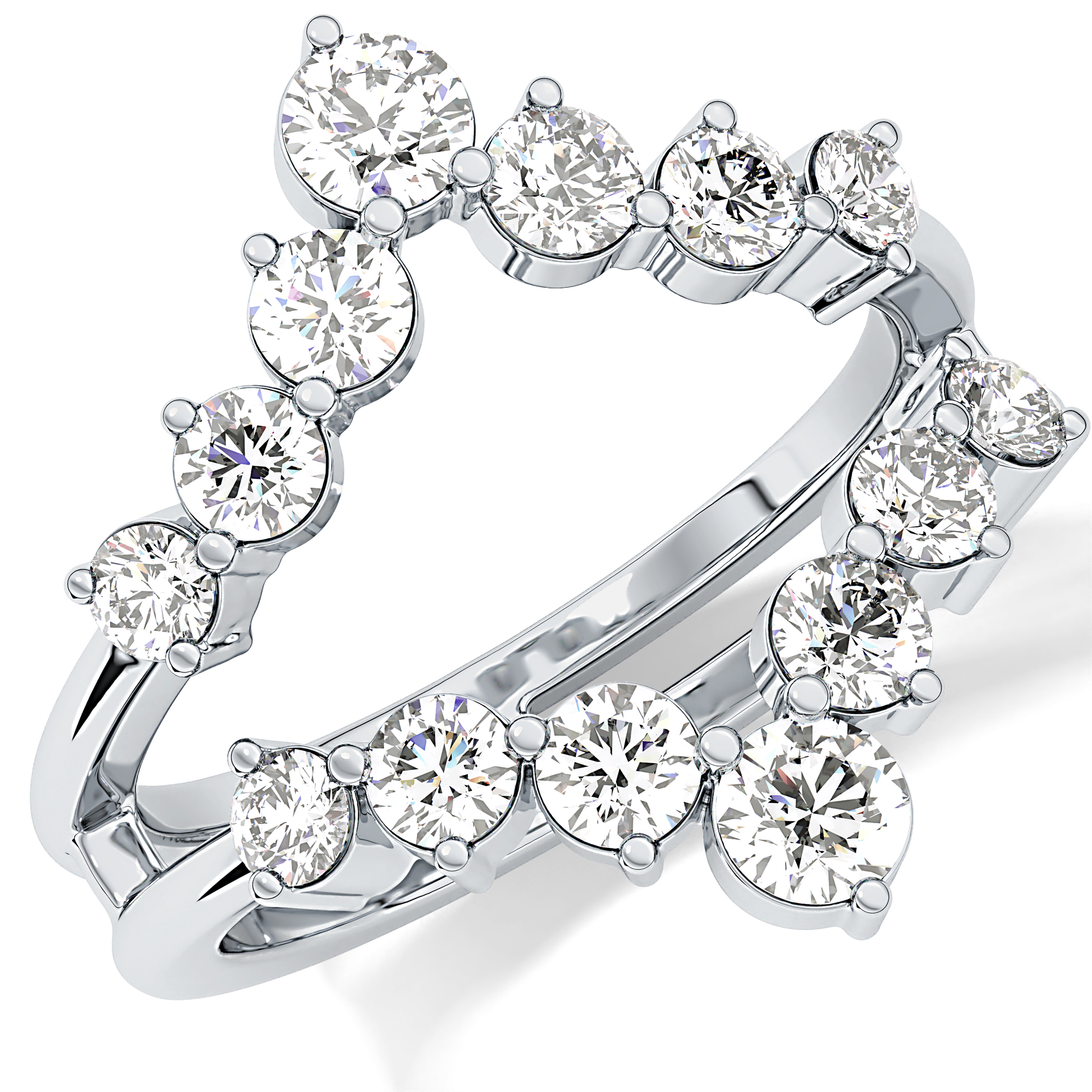 V Shaped Wedding Band with 1.29 TCW Round Cut Moissanite – Yellow, White, or Rose Gold