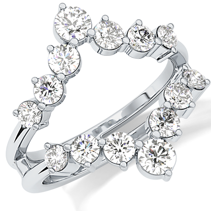 V Shaped Wedding Band with 1.29 TCW Round Cut Moissanite – Yellow, White, or Rose Gold