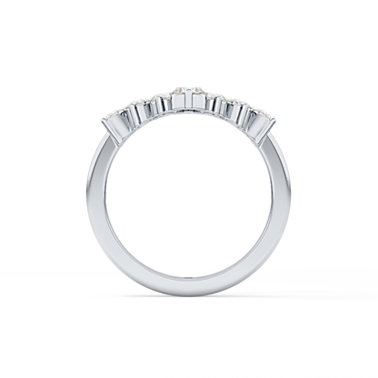 V Shaped Wedding Band with 1.29 TCW Round Cut Moissanite – Yellow, White, or Rose Gold