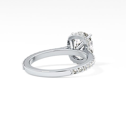 Cushion Cut 3.55 Carat Moissanite Ring – Hidden Halo and Pave Setting in Gold