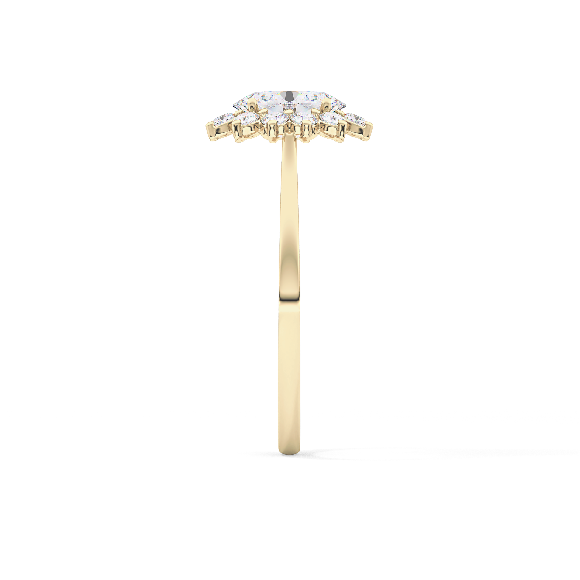Oval Cut 0.91 Carat Moissanite Ring – Halo Setting in Gold