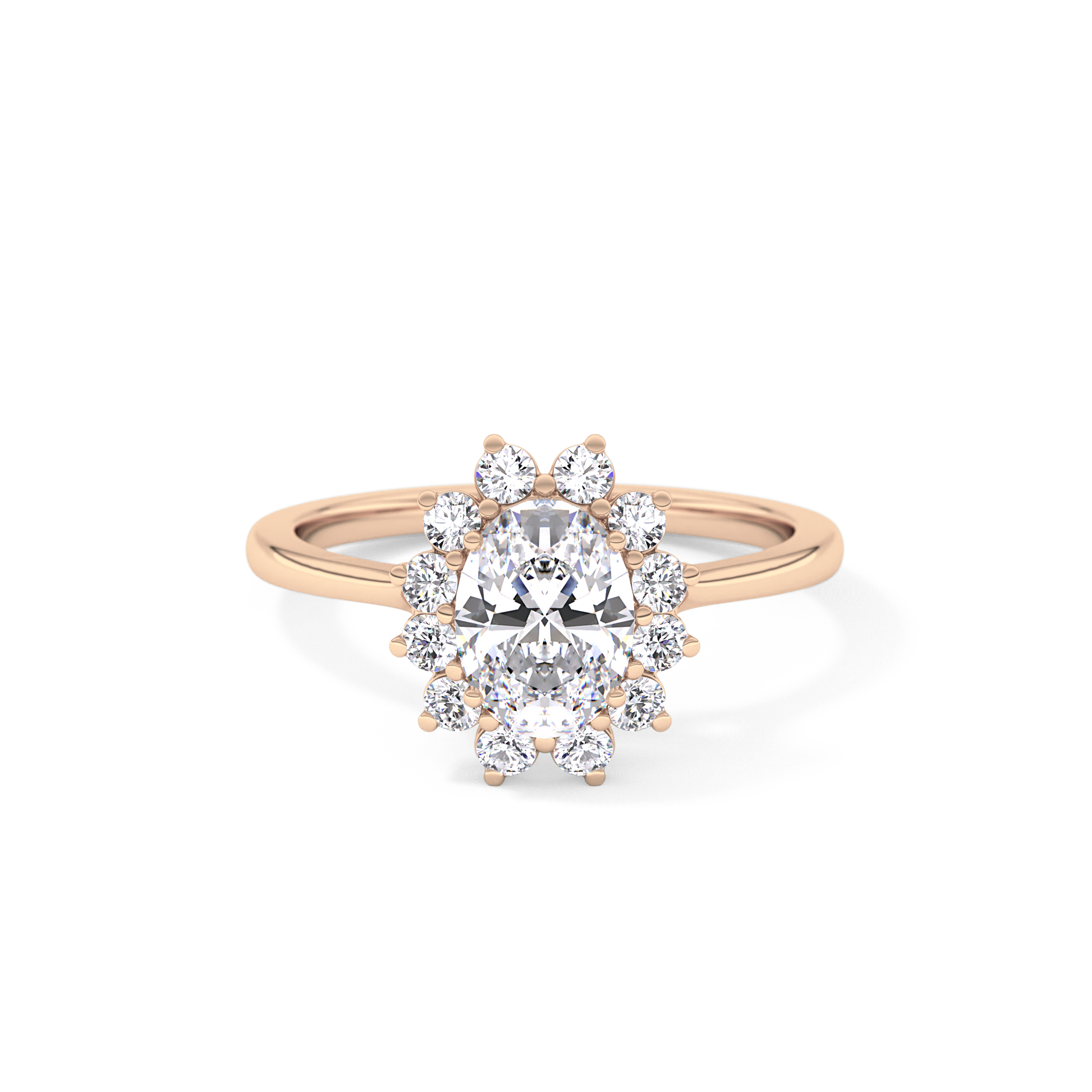 Oval Cut 0.91 Carat Moissanite Ring – Halo Setting in Gold