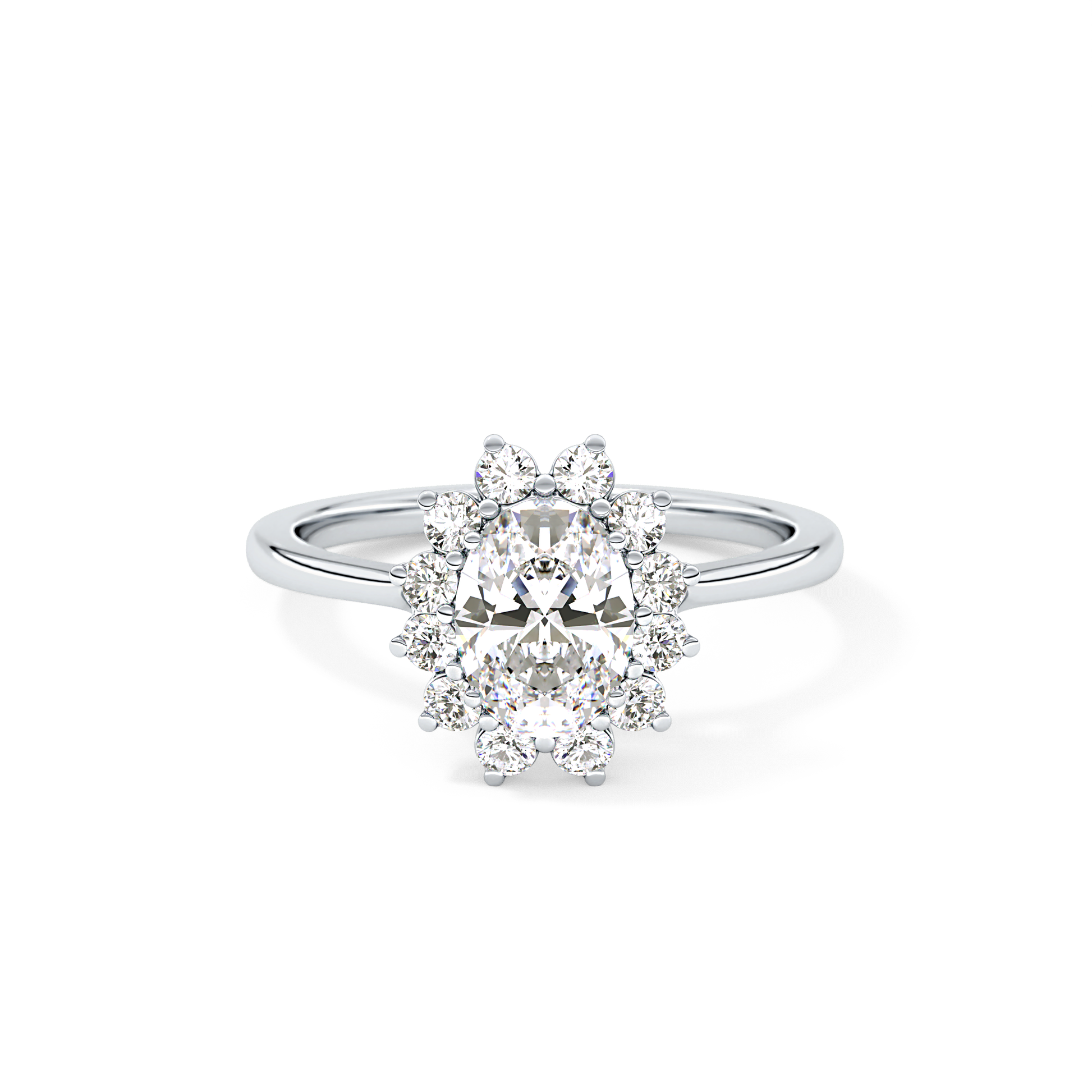 Oval Cut 0.91 Carat Moissanite Ring – Halo Setting in Gold