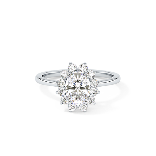 Oval Cut 0.91 Carat Moissanite Ring – Halo Setting in Gold