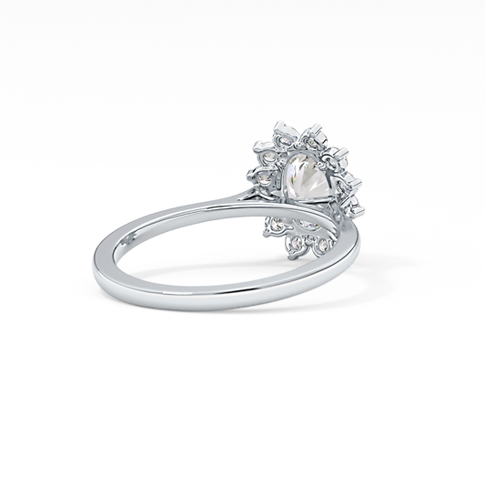 Oval Cut 0.91 Carat Moissanite Ring – Halo Setting in Gold