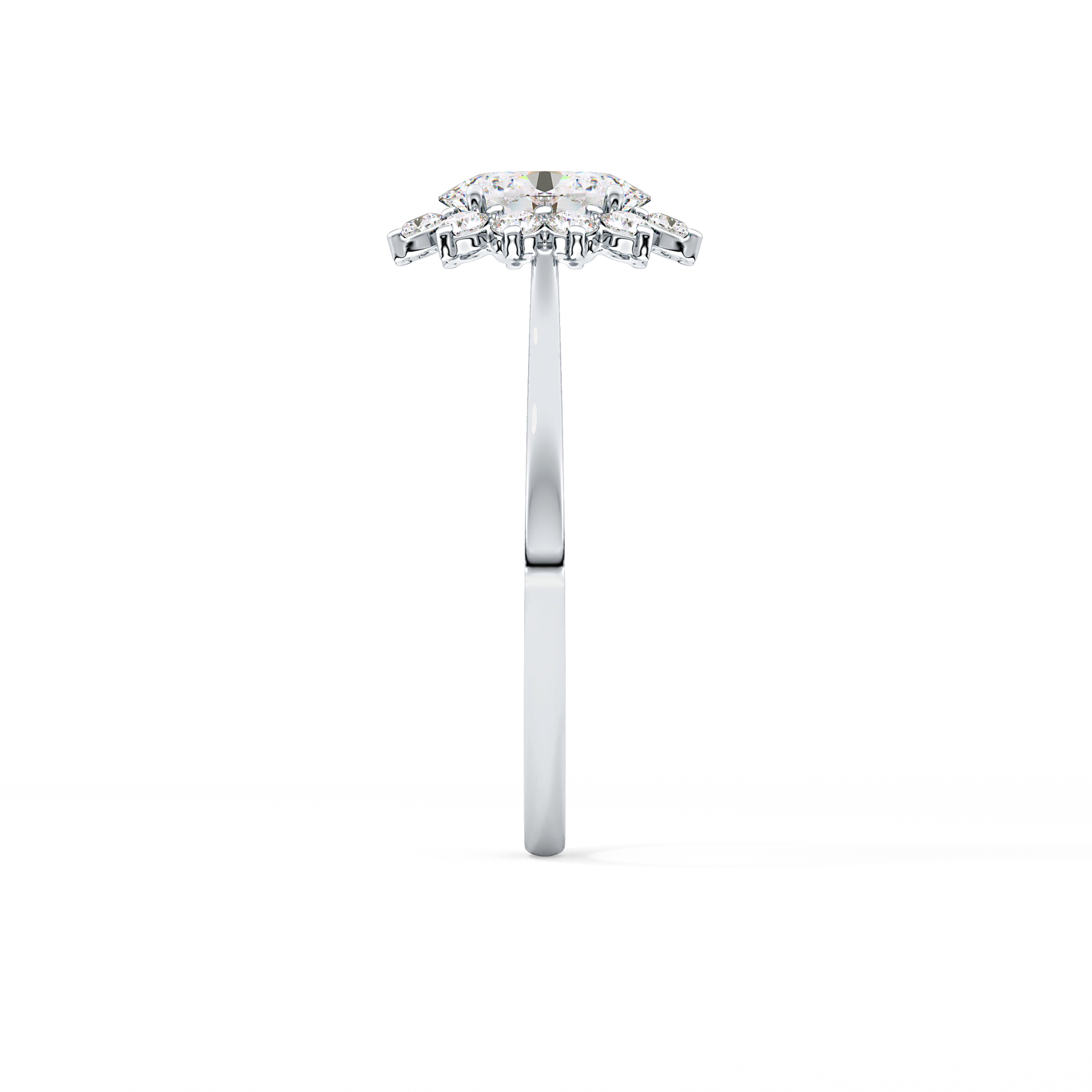 Oval Cut 0.91 Carat Moissanite Ring – Halo Setting in Gold
