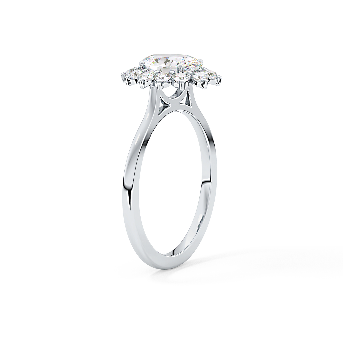 Oval Cut 0.91 Carat Moissanite Ring – Halo Setting in Gold