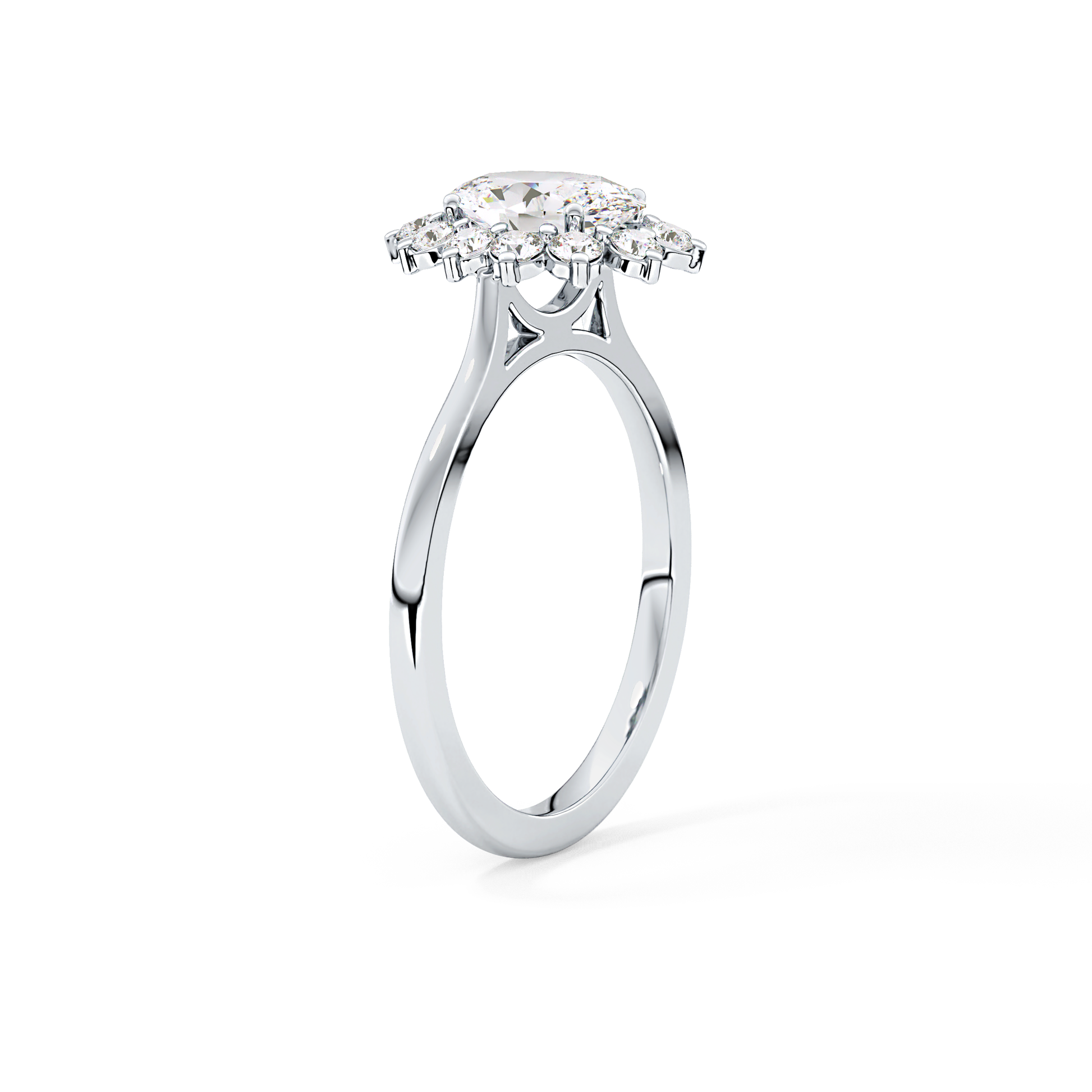 Oval Cut 0.91 Carat Moissanite Ring – Halo Setting in Gold